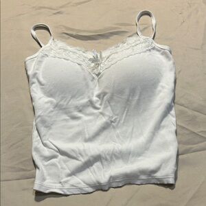 White camisol tank top- lace trim